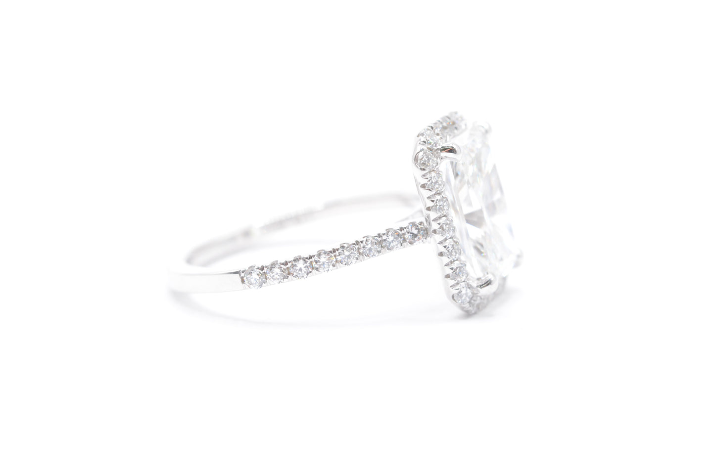 2.5ct Radiant Lab-Grown Diamond in 14K White Gold with Halo Setting Made to Order