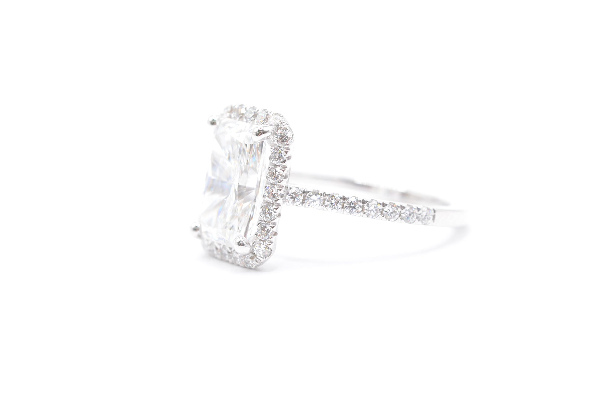 2.5ct Radiant Lab-Grown Diamond in 14K White Gold with Halo Setting Made to Order