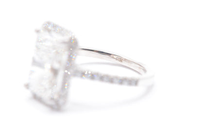 3.5ct Radiant Lab Diamond Center Engagement Ring 14K White Gold Made to Order