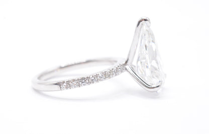 4ct Pear Shaped Lab-Grown Diamond Engagement Ring 14K White Gold Made to Order