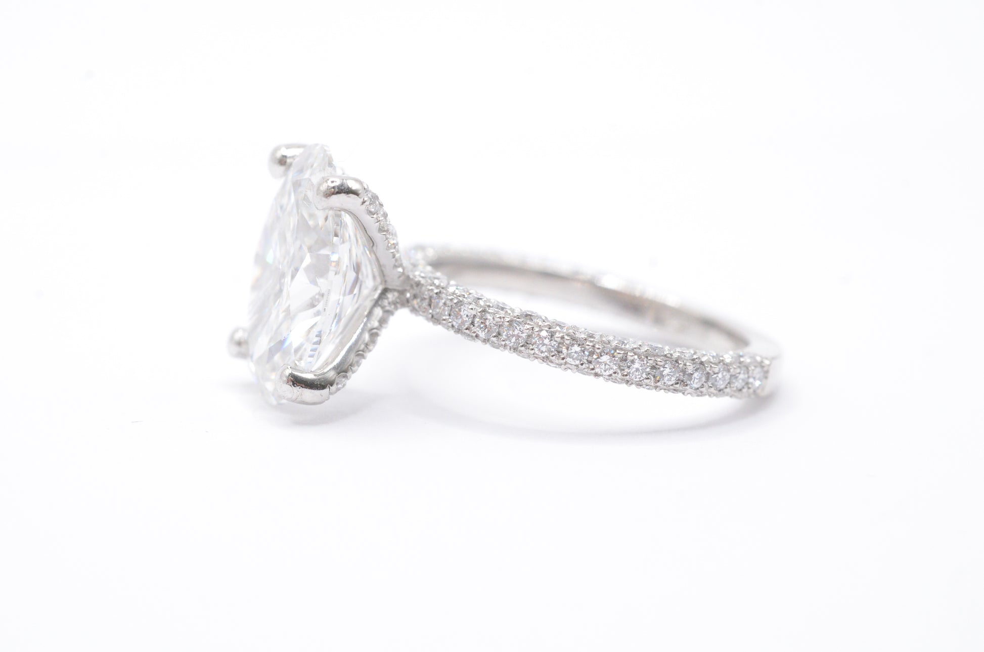 3.5ct Oval Lab-Grown Diamond Engagement Ring 14K White Gold Made to Order