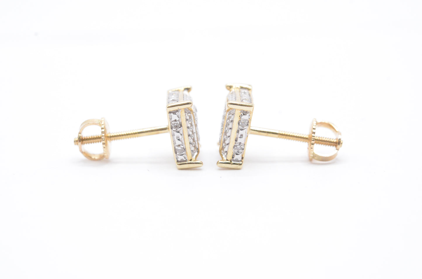 0.15 cttw Square Diamond Cluster Earrings 10K Yellow Gold Cluster Studs