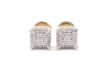 0.30 cttw Square Diamond Dice Cluster Earrings 10K Yellow Gold Cluster Studs