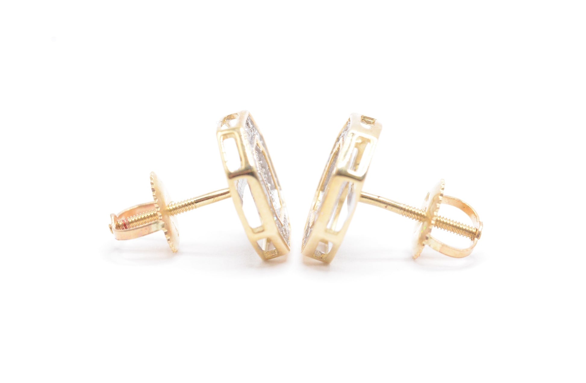 0.25 cttw Diamond Stop Sign Cluster Earrings 10K Yellow Gold Cluster Studs