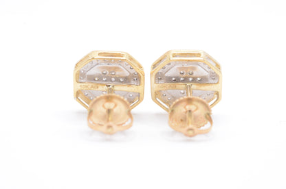 0.25 cttw Diamond Stop Sign Cluster Earrings 10K Yellow Gold Cluster Studs