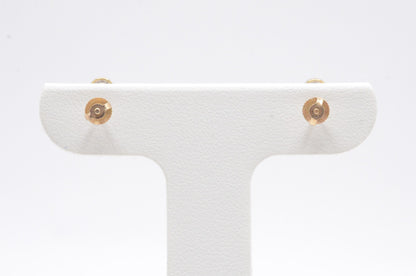 0.15 cttw Micro Ankh Cross Diamond Stud Earrings 10K Yellow Gold Cluster Studs