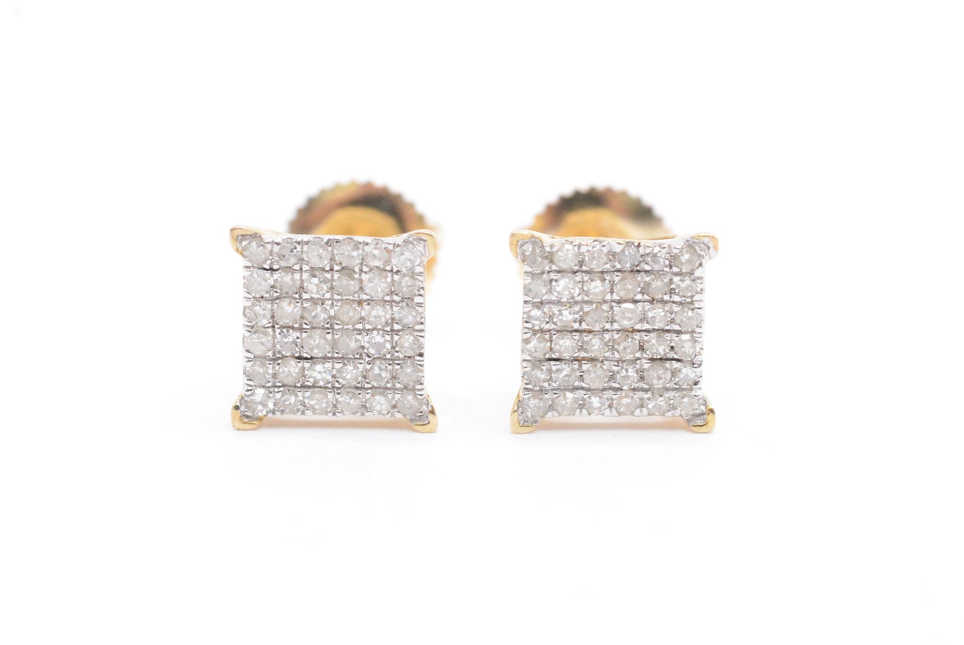 0.30 cttw Diamond Fancy Cluster Earrings 10K Yellow Gold Cluster Studs
