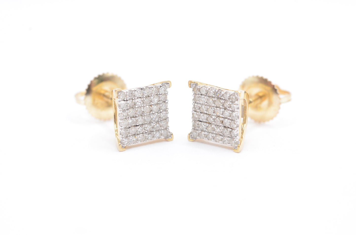 0.30 cttw Diamond Fancy Cluster Earrings 10K Yellow Gold Cluster Studs