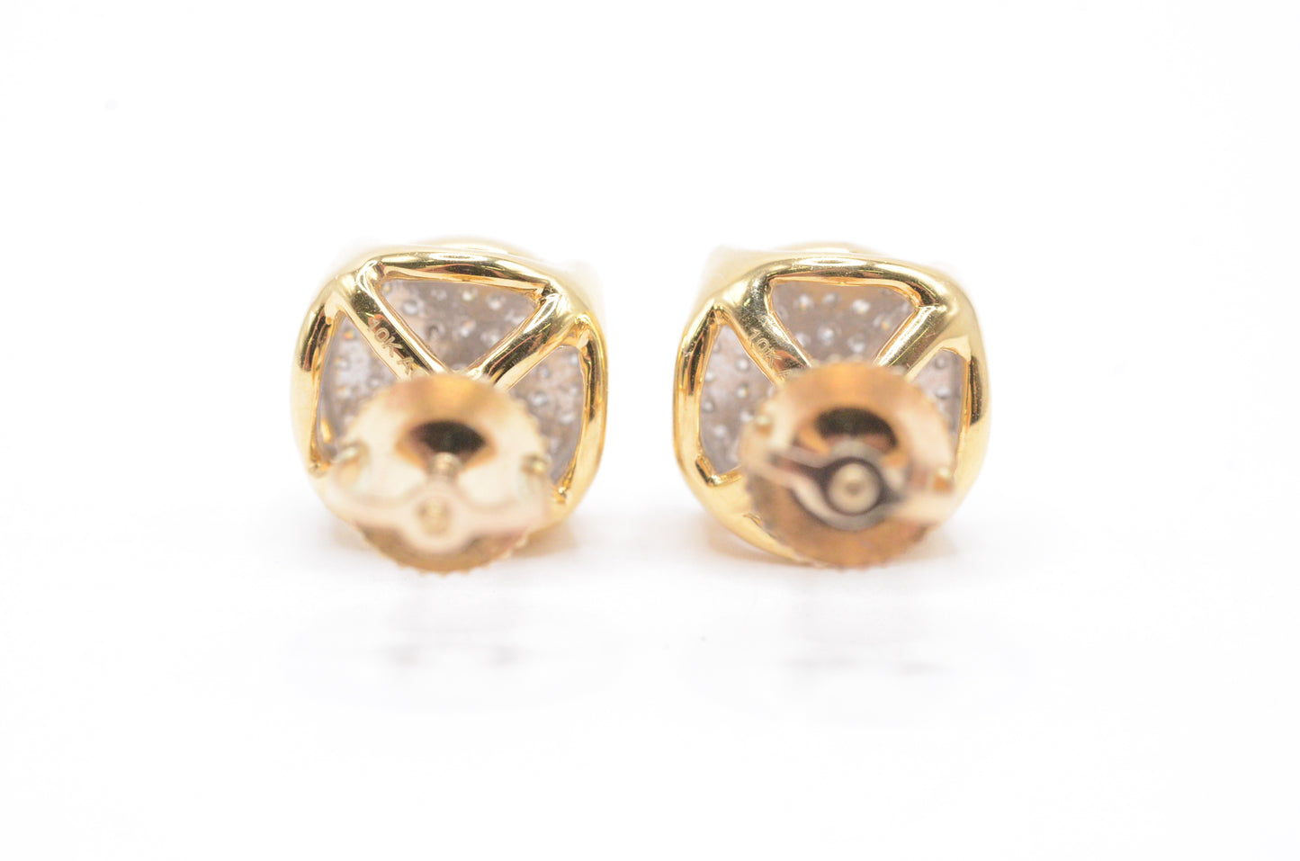 0.25 cttw Diamond Concave Disc Cluster Earrings 10K Yellow Gold Cluster Studs