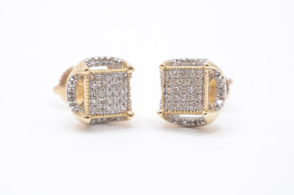 0.25 cttw Diamond Disc Cluster Earrings 10K Yellow Gold Cluster Studs