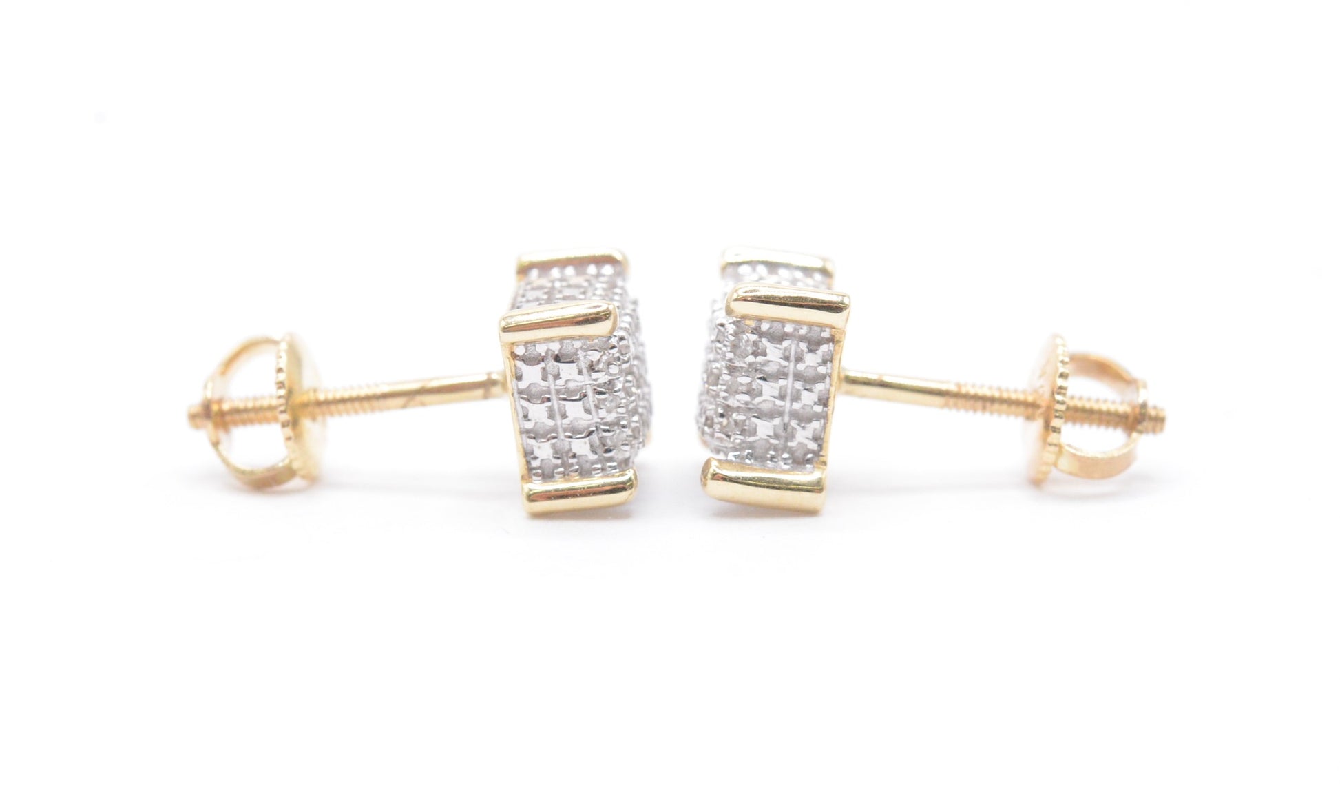 0.15 cttw Micro Diamond Dice Cluster Earrings 10K Yellow Gold Cluster Studs