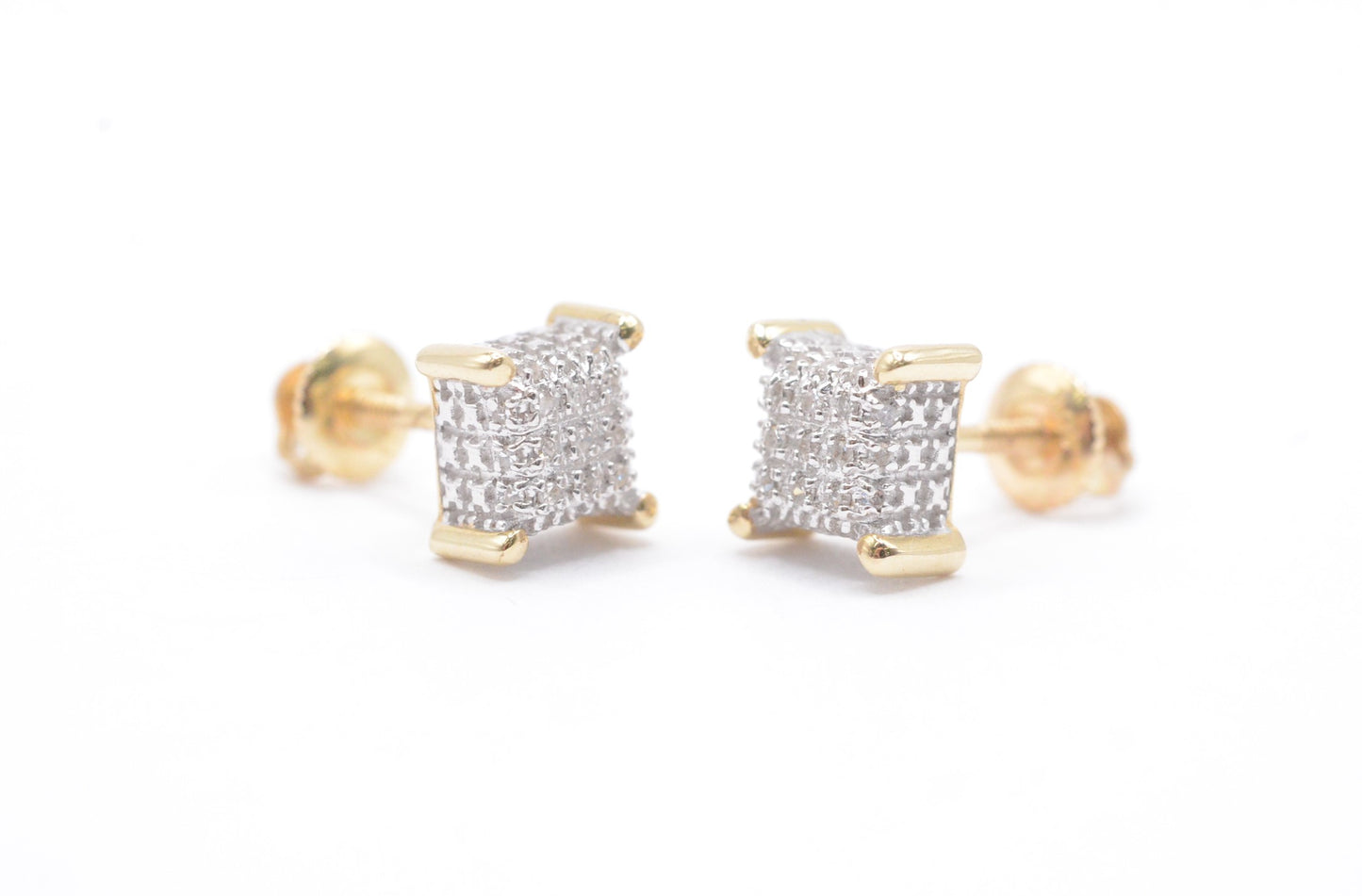 0.15 cttw Micro Diamond Dice Cluster Earrings 10K Yellow Gold Cluster Studs