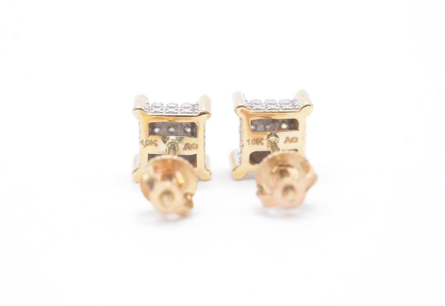 0.15 cttw Micro Diamond Dice Cluster Earrings 10K Yellow Gold Cluster Studs