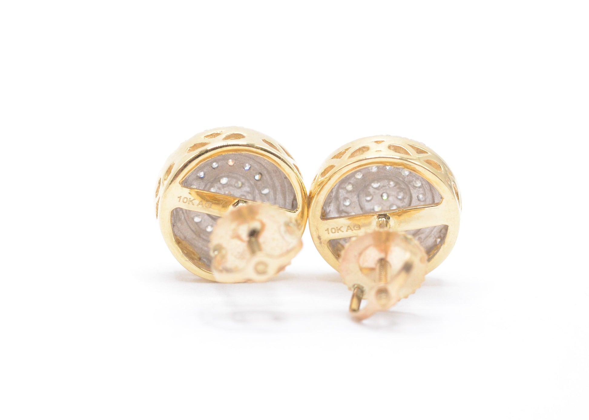 0.30 cttw Circle Diamond Stud Earrings 10K Yellow Gold Cluster Studs