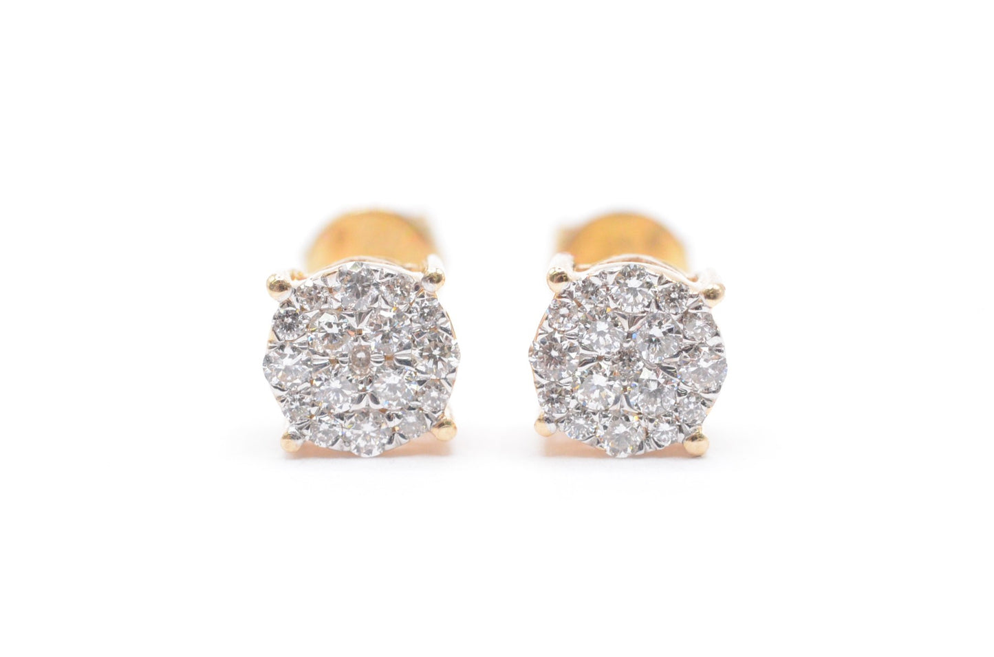 0.30 cttw Diamond Round Cluster Earrings 4 Prong 14K Yellow Gold Cluster Studs