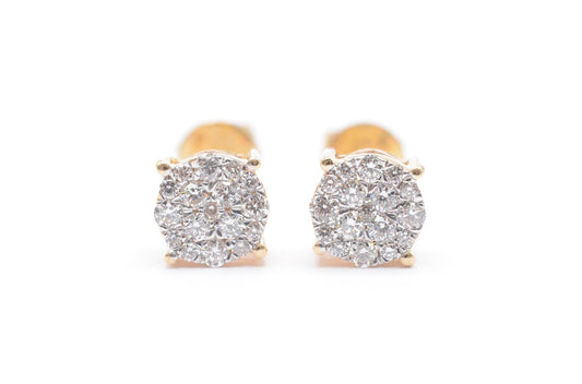 0.30 cttw Diamond Round Cluster Earrings 4 Prong 14K Yellow Gold Cluster Studs