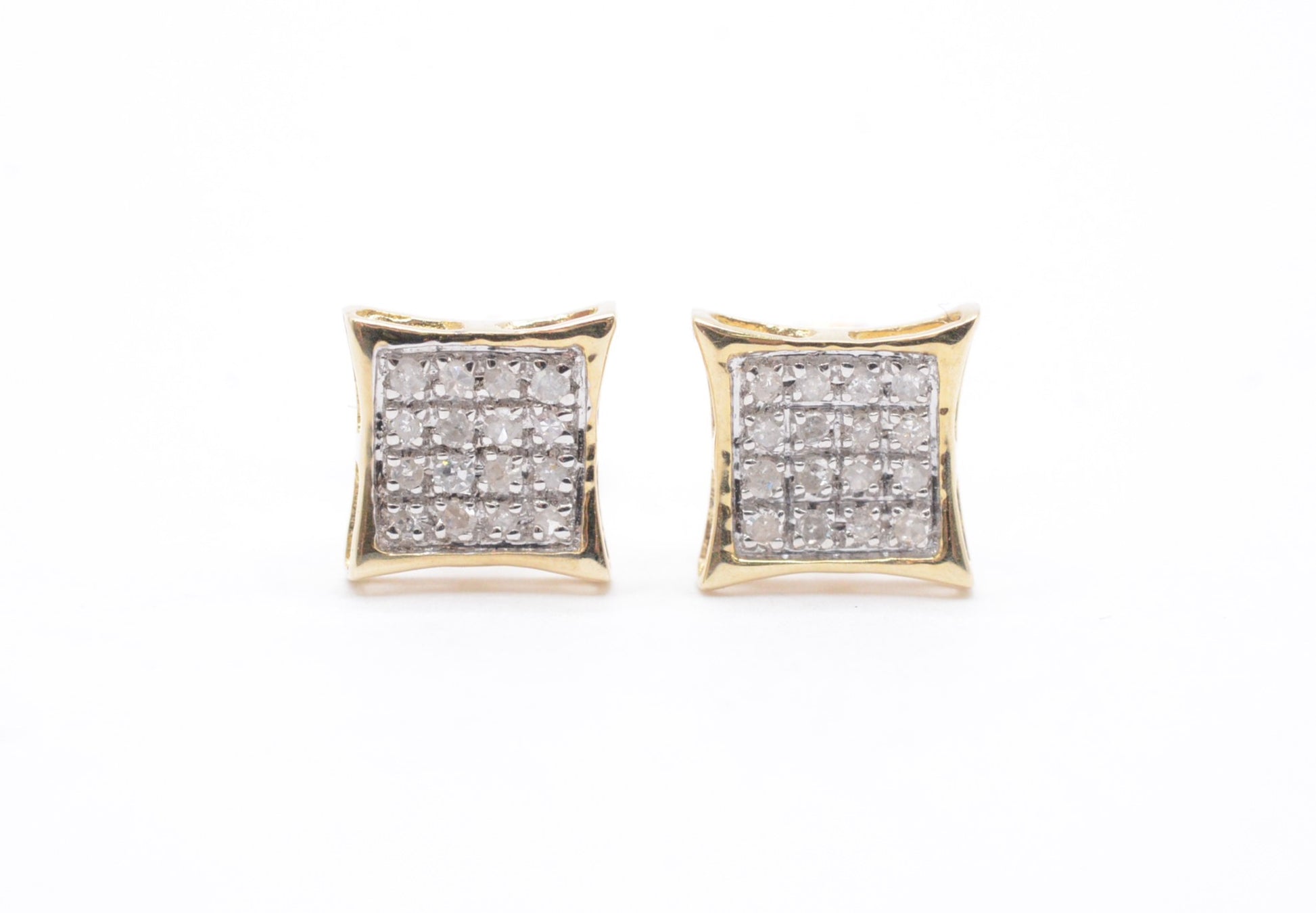 0.10 cttw Micro Kite Shape Diamond Stud Earrings 10K Yellow Gold Kids Earrings