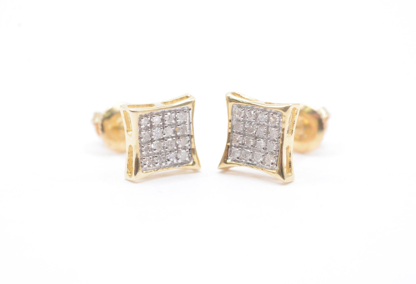 0.10 cttw Micro Kite Shape Diamond Stud Earrings 10K Yellow Gold Kids Earrings