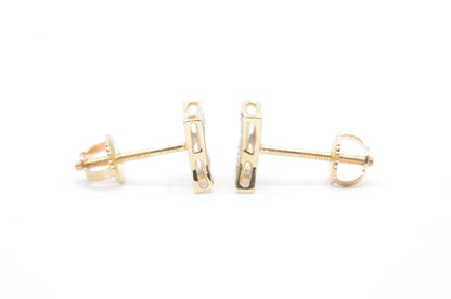 0.10 cttw Micro Kite Shape Diamond Stud Earrings 10K Yellow Gold Kids Earrings