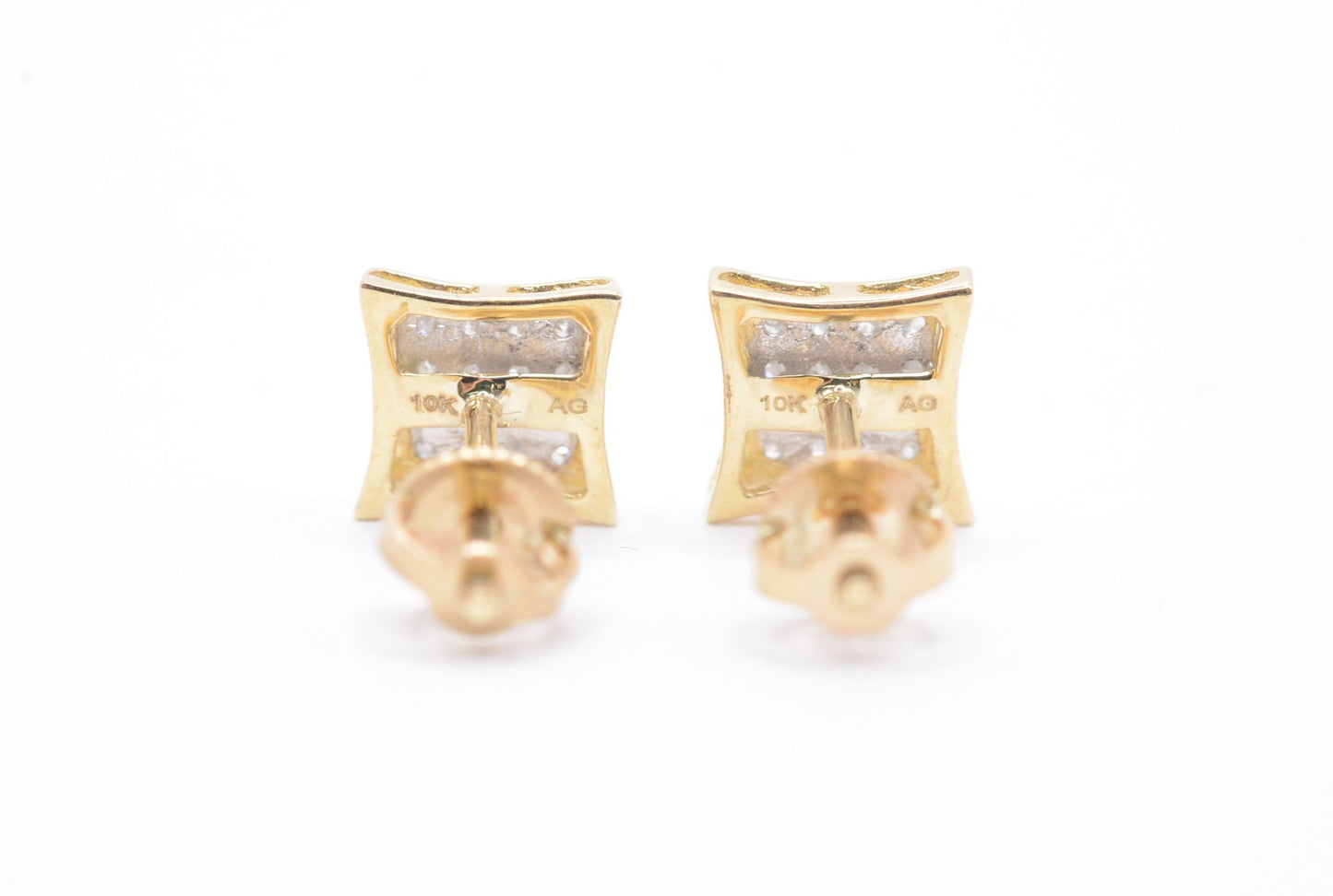 0.10 cttw Micro Kite Shape Diamond Stud Earrings 10K Yellow Gold Kids Earrings