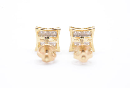 0.10 cttw Micro Kite Shape Diamond Stud Earrings 10K Yellow Gold Kids Earrings