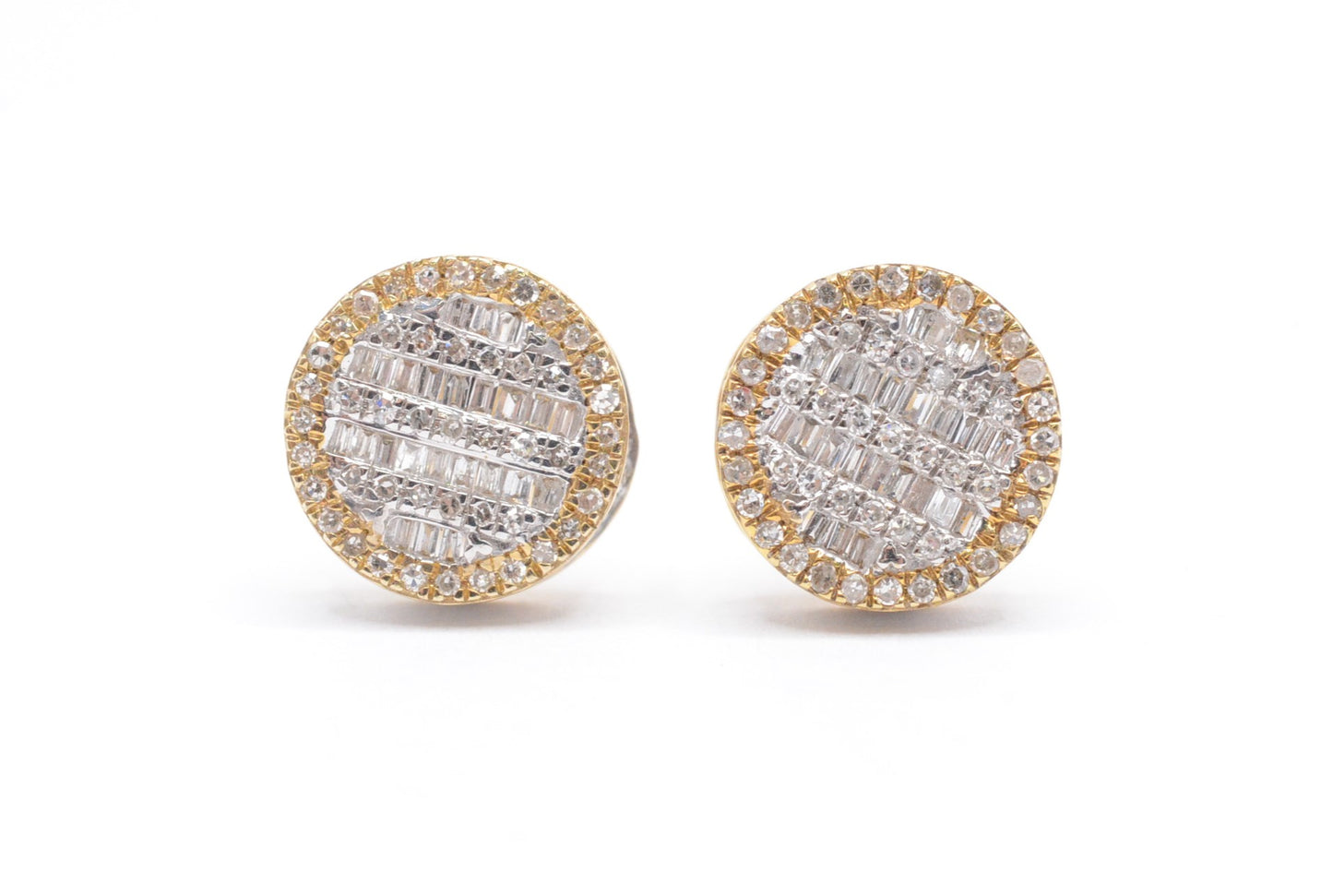 1.00 cttw Diamond Stop Sign Cluster Earrings 10K Yellow Gold Cluster Studs