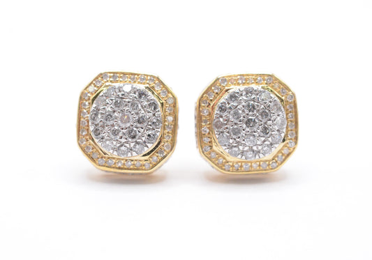 0.35 cttw Diamond Cube Cluster Earrings 10K Yellow Gold Cluster Studs