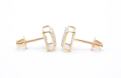 0.10 cttw Micro Diamond Square Dome Cluster Earrings 10K Yellow Gold Kids Earrings