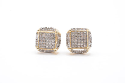 0.33 cttw Diamond Cluster Earrings 10K Yellow Gold Cluster Studs