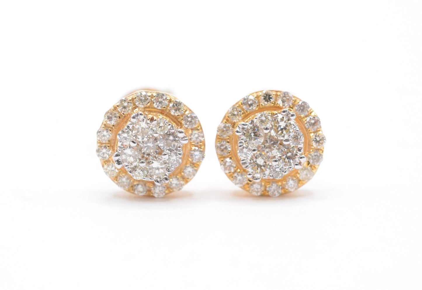 0.50 cttw Diamond Round Shape Cluster Earrings 14K Yellow Gold Cluster Studs
