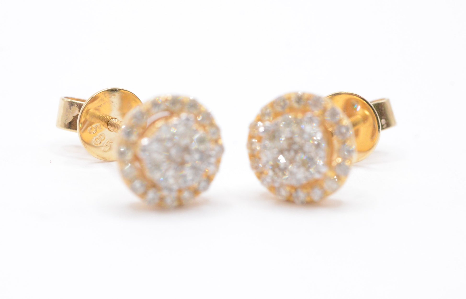 0.50 cttw Diamond Round Shape Cluster Earrings 14K Yellow Gold Cluster Studs