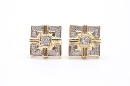 0.15 cttw Diamond Fancy Cluster Earrings 10K Yellow Gold Cluster Studs