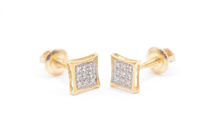 0.05 cttw Micro Kite Shape Diamond Stud Earrings 10K Yellow Gold Cluster Studs