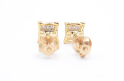 0.05 cttw Micro Kite Shape Diamond Stud Earrings 10K Yellow Gold Cluster Studs