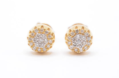 0.25 cttw Diamond Bullet Shaped Cluster Earrings 10K Yellow Gold Cluster Studs