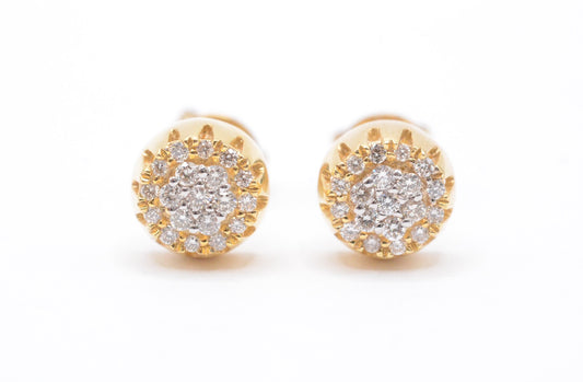 0.25 cttw Diamond Bullet Shaped Cluster Earrings 10K Yellow Gold Cluster Studs