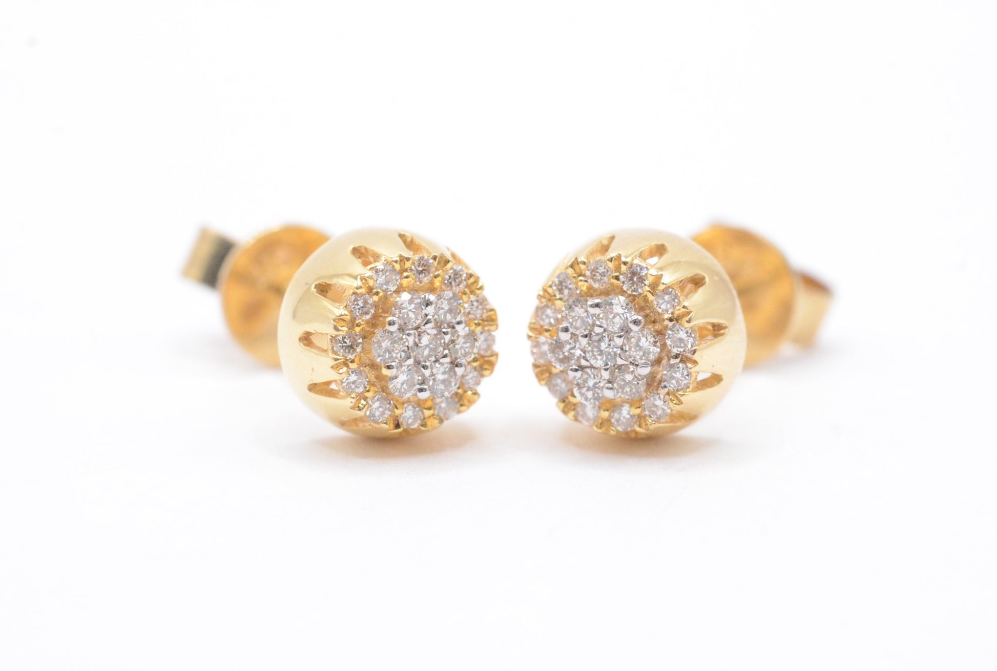 0.25 cttw Diamond Bullet Shaped Cluster Earrings 10K Yellow Gold Cluster Studs