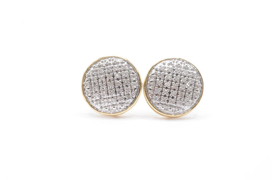 0.15 cttw Micro Round Dome Diamond Stud Earrings 10K Yellow Gold Kids Earrings