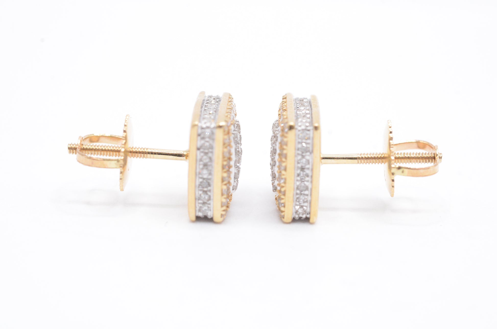 0.55 cttw Baguette Diamond Square Cluster Earrings 14K Yellow Gold Cluster Studs