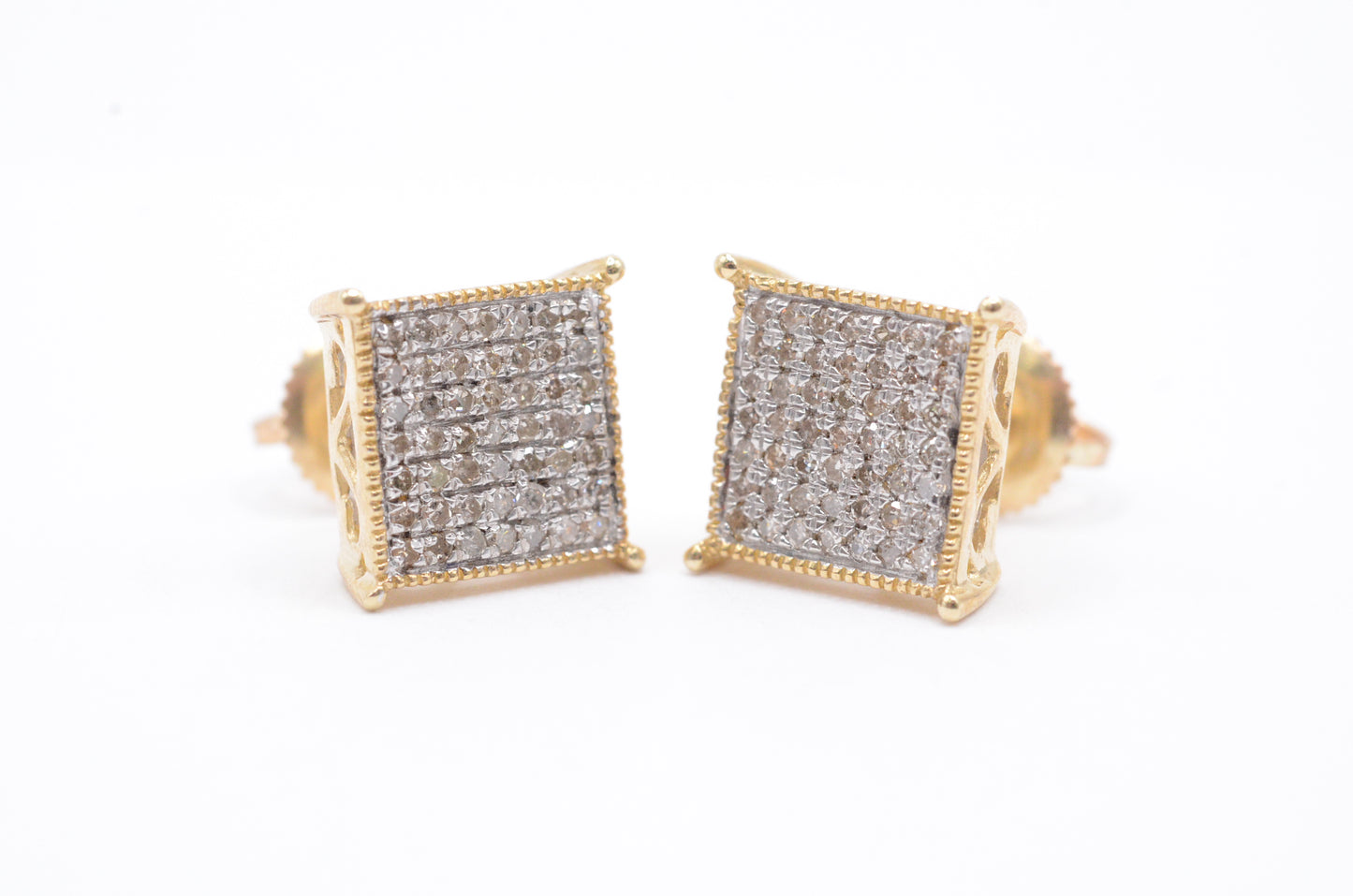 0.50 cttw Diamond Kite Cluster Earrings 10K Yellow Gold Cluster Studs