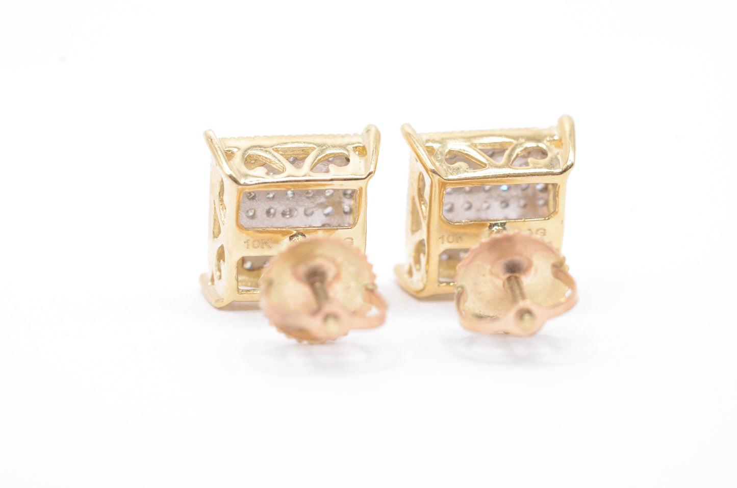 0.50 cttw Diamond Kite Cluster Earrings 10K Yellow Gold Cluster Studs