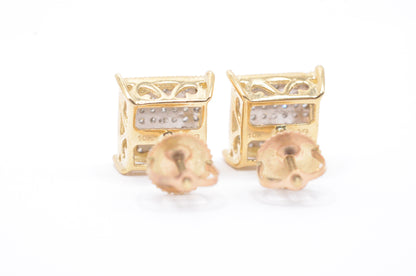 0.50 cttw Diamond Kite Cluster Earrings 10K Yellow Gold Cluster Studs