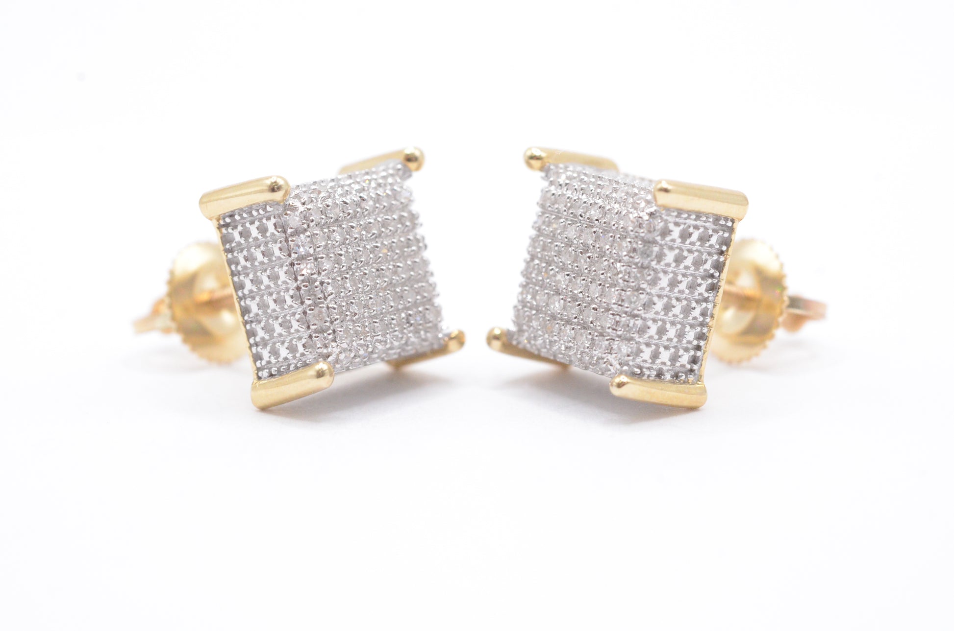 0.25 cttw Diamond Dice Stud Earrings 10K Yellow Gold Cluster Studs