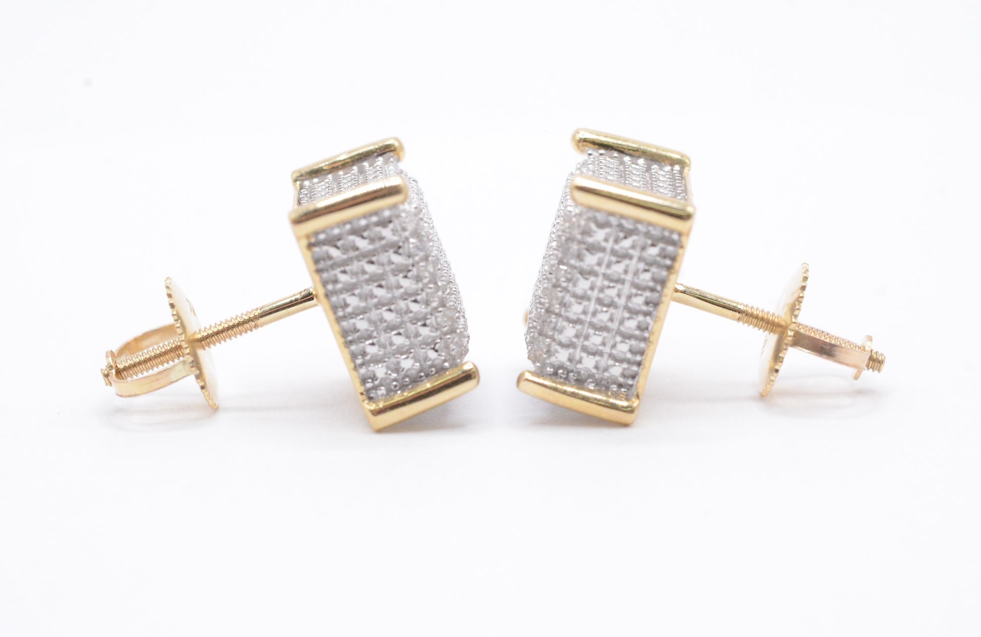 0.25 cttw Diamond Dice Stud Earrings 10K Yellow Gold Cluster Studs