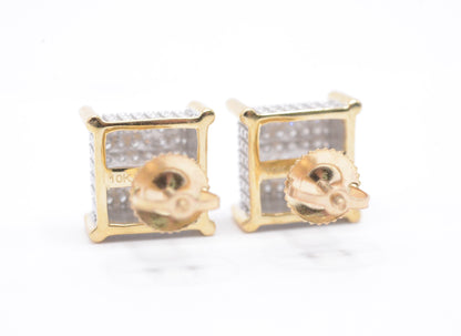 0.25 cttw Diamond Dice Stud Earrings 10K Yellow Gold Cluster Studs