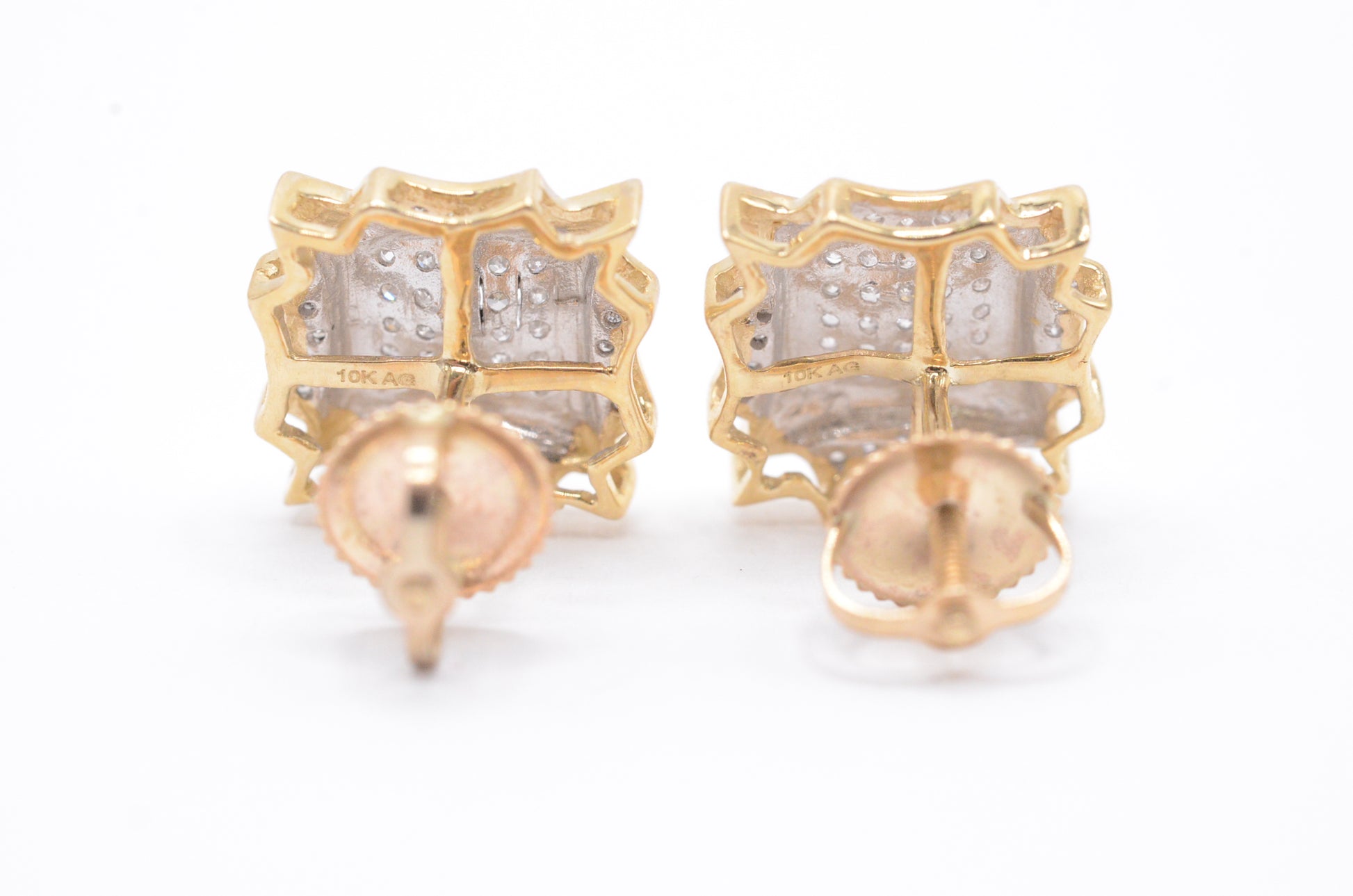 0.28 cttw Diamond Kite 8 Point Cluster Earrings 10K Yellow Gold Cluster Studs