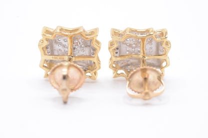 0.28 cttw Diamond Kite 8 Point Cluster Earrings 10K Yellow Gold Cluster Studs