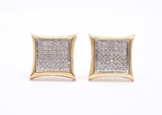 0.33 cttw Kite Shape Diamond Stud Earrings 10K Yellow Gold Cluster Studs