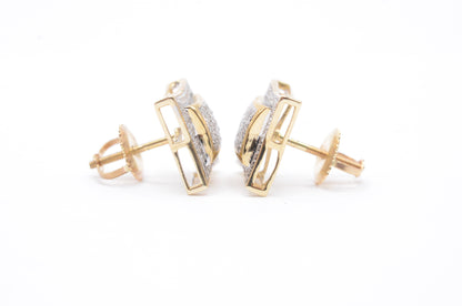 0.50 cttw Dome Kite Diamond Stud Earrings 10K Yellow Gold Cluster Studs