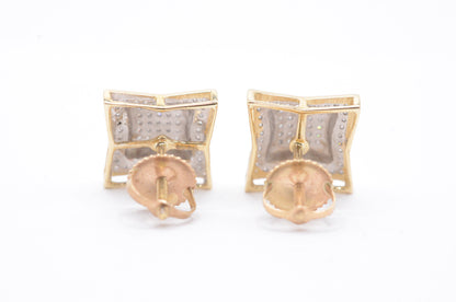 0.50 cttw Dome Kite Diamond Stud Earrings 10K Yellow Gold Cluster Studs